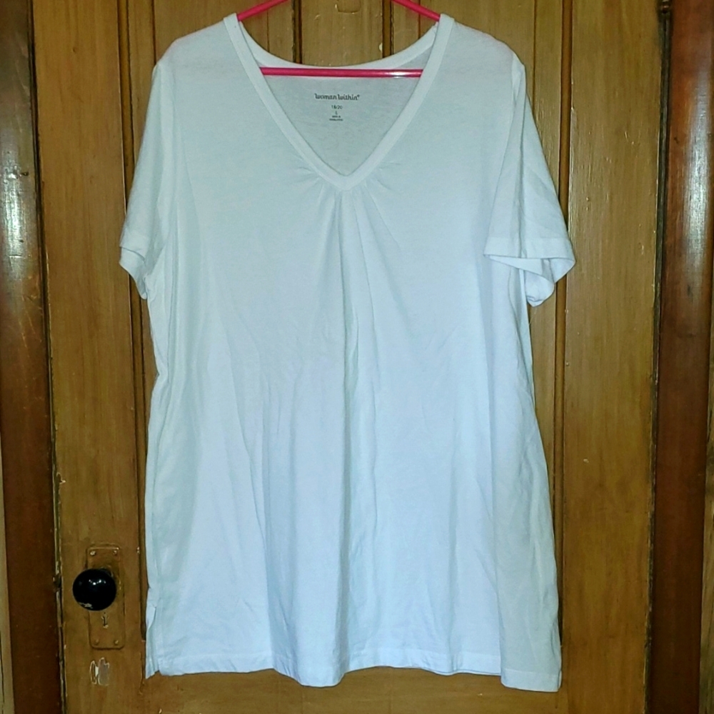 Woman Within V neck White Tunic 18/20 Large
